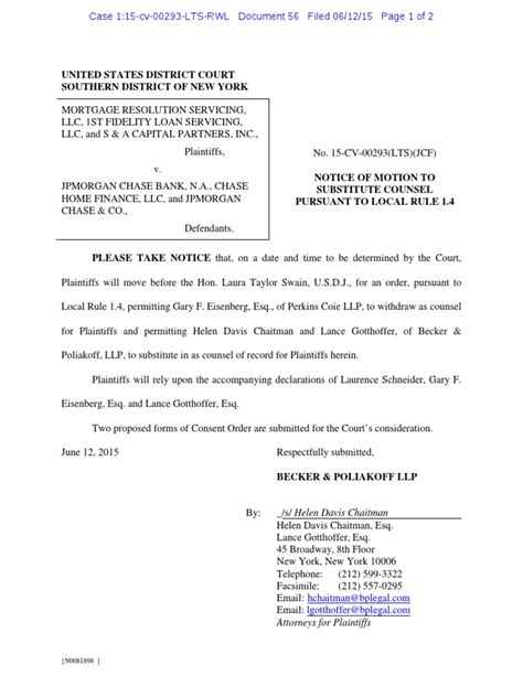 56 Notice Of Substitution Of Attorney Download Free Pdf Chase Bank