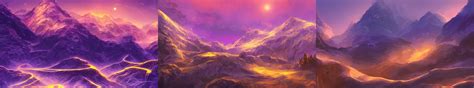 Landscape Gold Pipelines Snow Mountains Purple Stable Diffusion