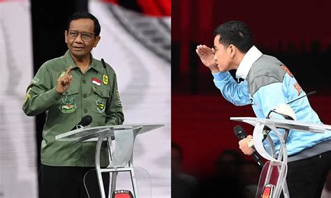 Aksi Pantomim Gibran Vs Prof Mahfud Md Di Debat Cawapres Soal Inflasi