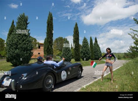 Mille Miglia Miglia Race Pit Babe Girl Woman Italian Checked Flag Spectator