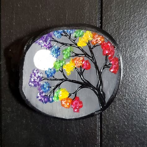 Rainbow Tree Gay Pride Cute Wood Slice Painting Rainbow Art Lgbtqia Lgbtq Gifts Rainbow