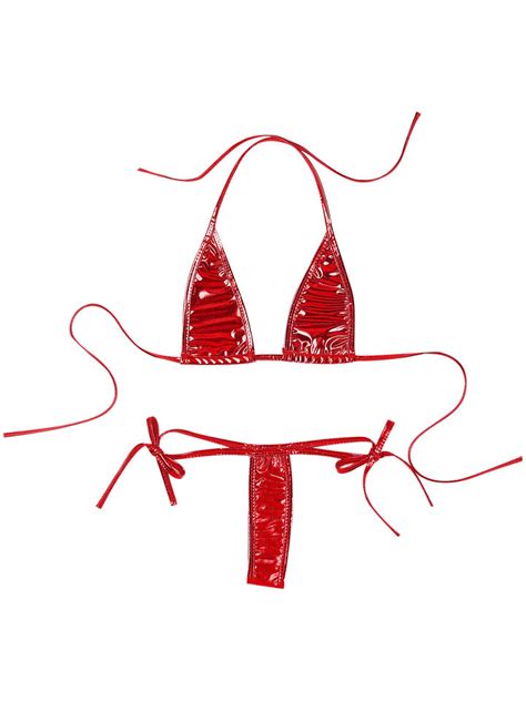Womens Shiny Metallic Bikini Set Pcs Swimsuit Bra Tops With Panties Swimwear Ebay