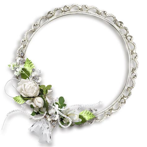 White Round Flowers Transparent Frame Flower Border Wedding Frames