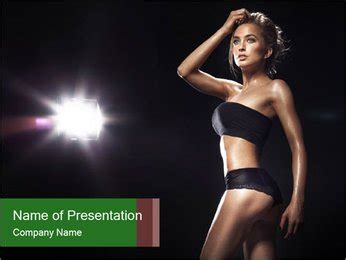 Blonde Sensual Woman In Black Lingerie Poses For Studio Shot Powerpoint Template Backgrounds
