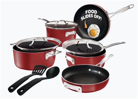 Gotham Steel Stackmaster Pots and Pans Set, 10 Piece Cookware Set, Stackable Design with ...