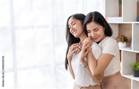 LGBT Lesbian Couple Love Moments Happiness Lovely Lesbian Couple Spending Time Together And