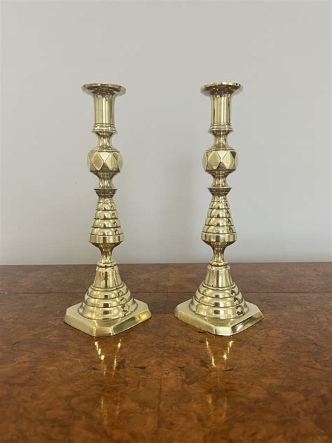 Quality Pair Of Antique Victorian Brass Candlesticks Etsy