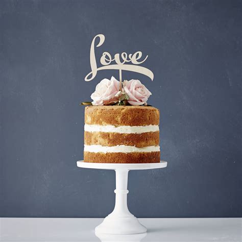 Calligraphy Love Wooden Cake Topper By Sophia Victoria Joy