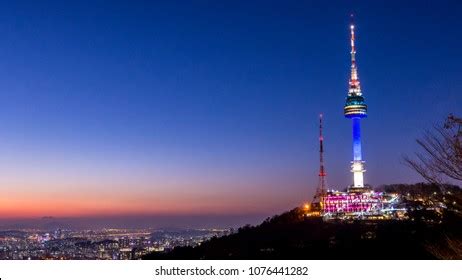night view  seoul tower seoul stock photo  shutterstock