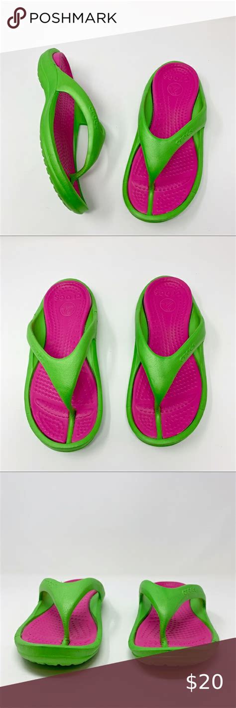 Crocs • Athens Green And Pink Flip Flops W9 M7 Pink Flip Flops Crocs
