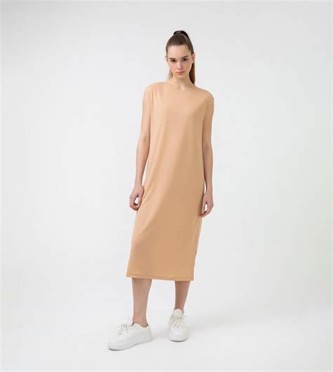 Buy Touché Solid Crew Neck Slip Dress In Nude 6thStreet UAE