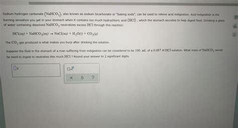 Solved BO Dll Sodium Hydrogen Carbonate NaHCO Also Known Chegg