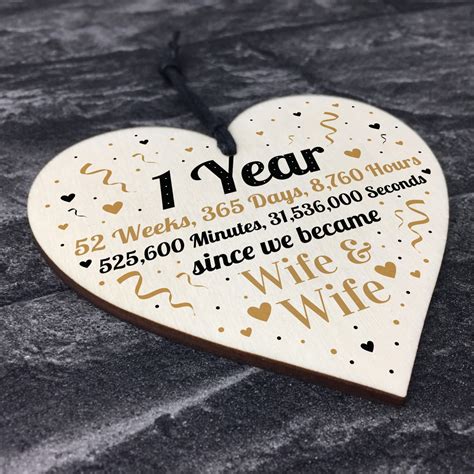 St Wedding Anniversary Gift For Wife Heart Same Sex Present