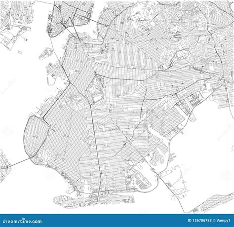 Brooklyn Map, New York City, Streets and District. Usa Stock Vector