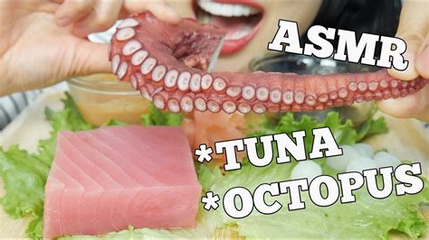 Asmr Raw Octopus Tuna Sashimi Savage Eating Sounds No Talking Sas Asmr Youtube