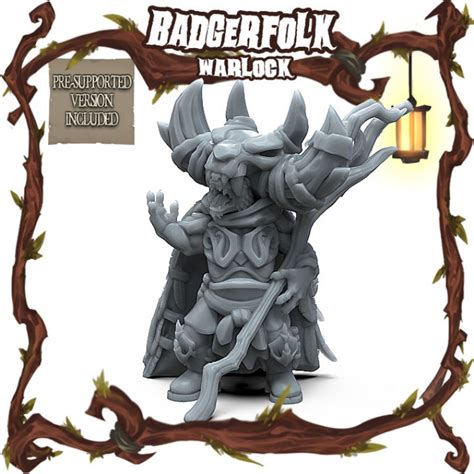 3d Printable Badgerfolk Warlock By Rocketpiggames