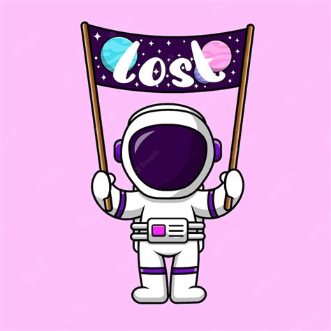 Lindo Astronauta Sosteniendo La Ilustración De Icono De Vector De Dibujos Animados De Tablero De