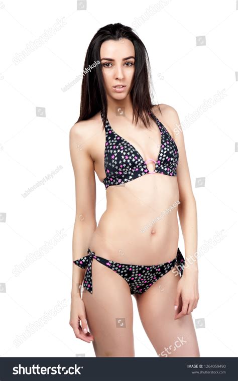 Beautiful Sexy Brunette Girl Swimsuit On Stock Photo Shutterstock