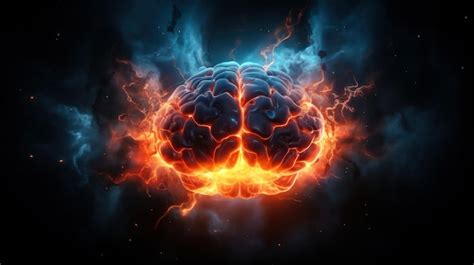 Premium Ai Image Brain On Fire Brain Explosion With Fire Sparks Smoke
