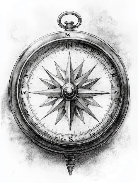 Vintage Compass Illustration In Graphite Premium Ai Generated Image