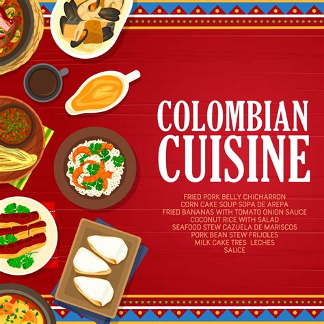 Colombian cuisine food of Colombia vector poster 23591382 Vector Art at