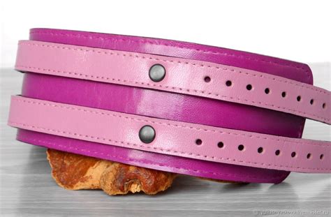 Широкий женский кожаный браслет фиолетово-розовый купить в интернет ...