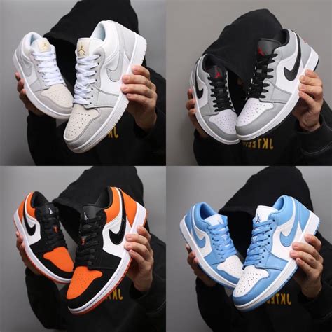 Giày thể thao Jordan cổ thấp các màu Đen xám xanh cam Hot trend nam nữ full box full bill