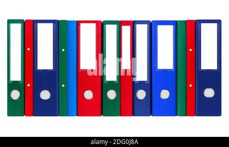 Various colorful file folders isolated against white background Stock ...