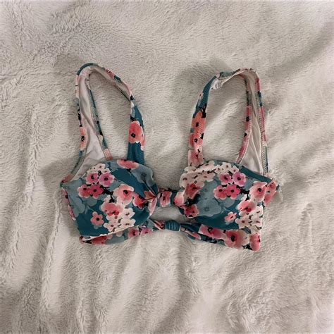 Floral Knot Tie Bikini Top Tropical Print With 2 Depop