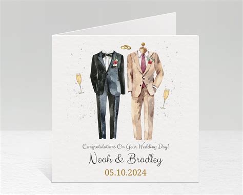 Personalised Wedding Card Lgbt Same Sex Wedding Mr And Mr His His Gay Marriage Card