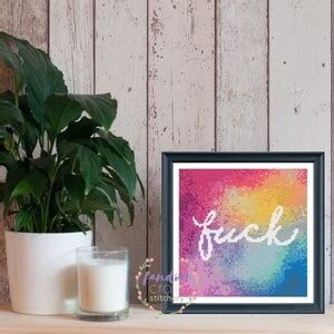 Rainbow Fuck Cross Stitch PDF Pattern Sweary Subversive Modern Cross Stitch Geek Cross