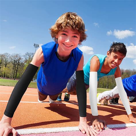 Kids Youth Basketball Compression Leg & Arm Sleeves - 4 Pairs Black