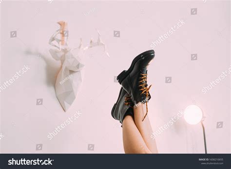 Naked Woman Legs Wearing Black Boots Stock Photo Shutterstock