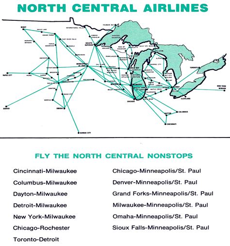Route Maps – North Central – Wisconsin Central – Northwest Airlines ...
