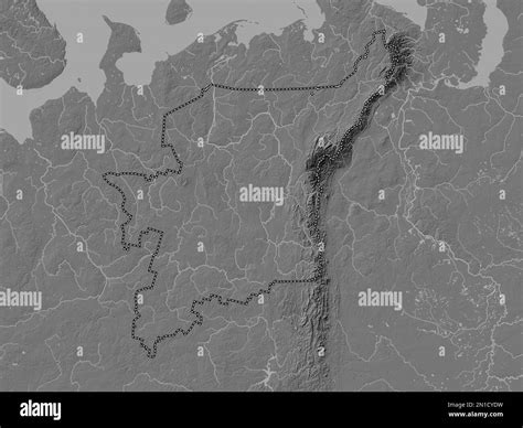 komi republic russia bilevel elevation map lakes rivers stock photo alamy