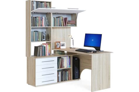 Компьютерный стол СОКОЛ правый дуб сонома/белый КСТ-14П КСТ14ПС5б6 ...