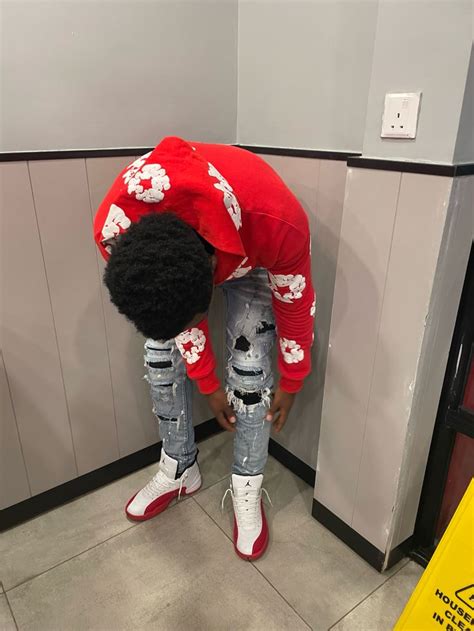 Jordan 12 Red Outfit In 2025 Mens Outfits Jordan 13 Outfit Men Cool