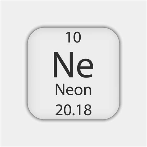 Neon Symbol Chemical Element Of The Periodic Table Vector