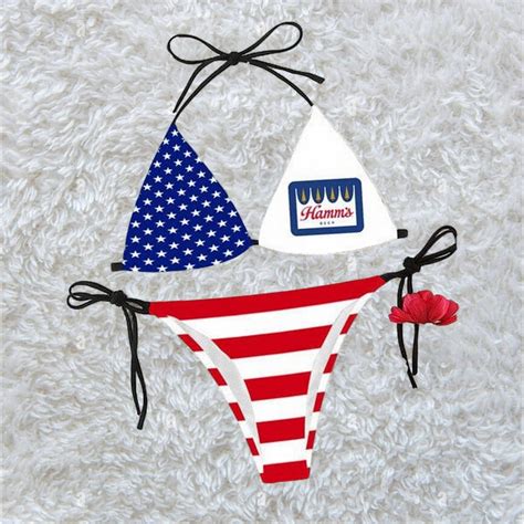 American Flag Hamm S Beer Triangle Beach Bikini Tw Hearthtops Store
