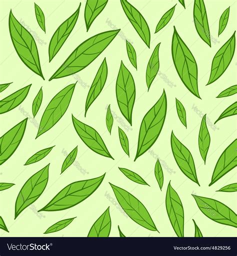 Seamless Pattern With Green Tea Leaves Royalty Free Vector