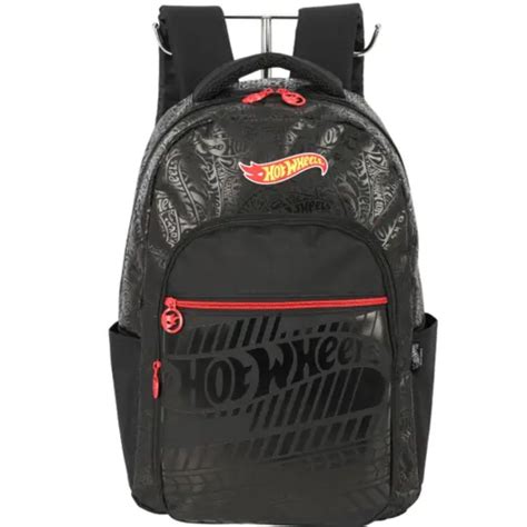Mochila Escolar Infantil Luxcel Hot Wheels Preto Meninos Original MS Juventude Calçados
