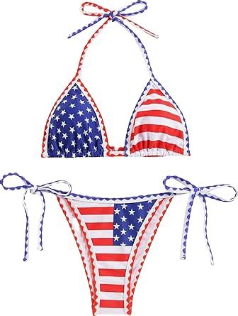 Amazon Shenhe Women S Piece Striped Triangle Bikini Sets High Cut Halter Swimsuit Bathing