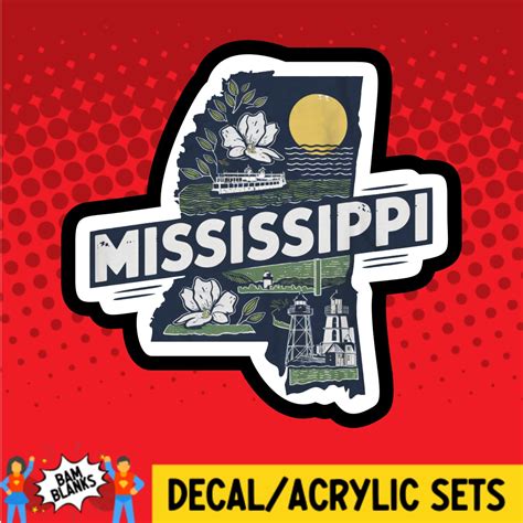 Retro Mississippi Decal And Acrylic Shape Da03070 Bam Blanks And More