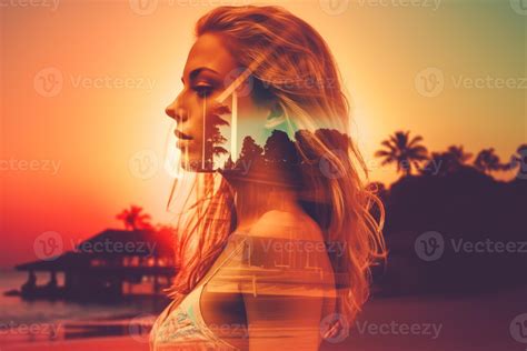 Summer Themed Double Exposure Bikini Portrait Stock Photo At Vecteezy