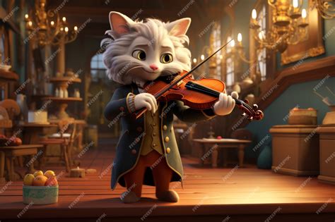 Free AI Image | Cute cat playing an instrument