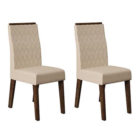Conjunto 2 Cadeiras Cássia Trufa Suede Nude PR Móveis MadeiraMadeira