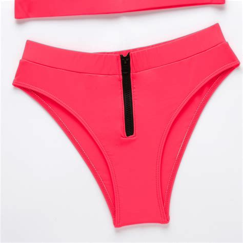 New Swimsuit Fluorescent Swimsuit Solid Bikini Aidamm