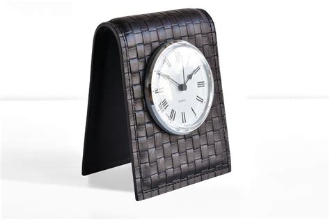 ЧАСЫ на подставке из кожи цвет TRECCIA/ШОКОЛАД - VIP набор