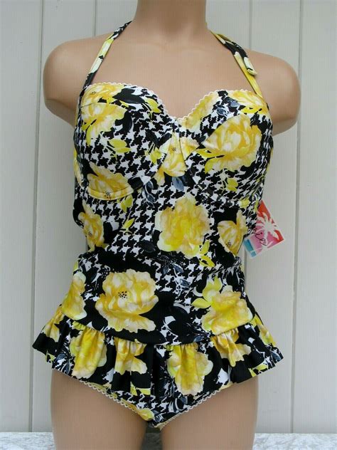 D Bikini Top UK Size Bottom Set Black Yellow White Floozie Swimwear For Sale Online EBay