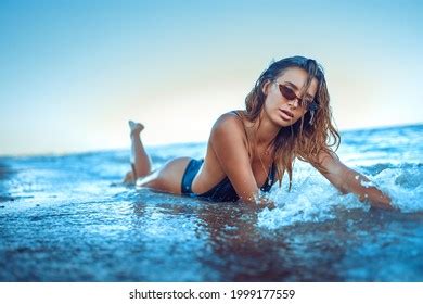 Sexy Brunette Woman Water Wearing Bikini Stock Photo 76944124 Shutterstock